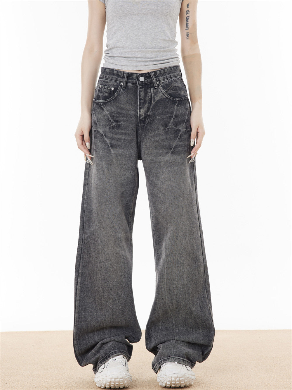 Punk Washed And Worn Jeans Fashion Brand High Street Women