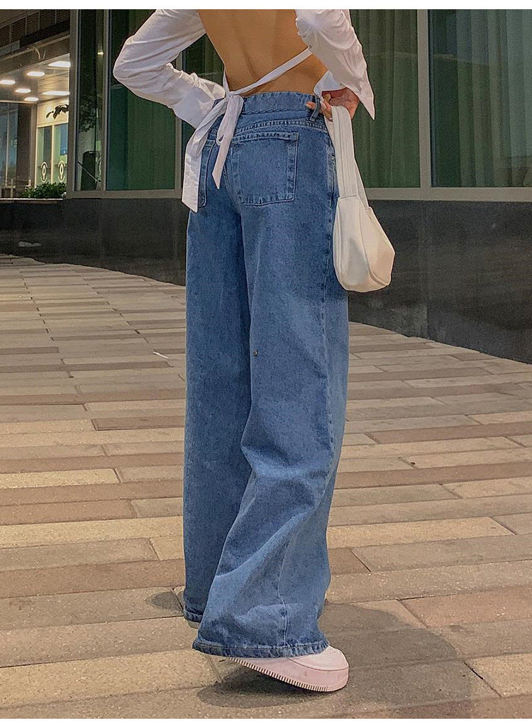 Low Waist Fashion Retro Straight Street Denim Trousers