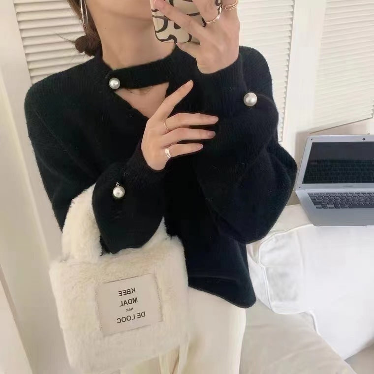 Pearl Buckle Loose Korean Style Autumn And Winter Pullover Sweater