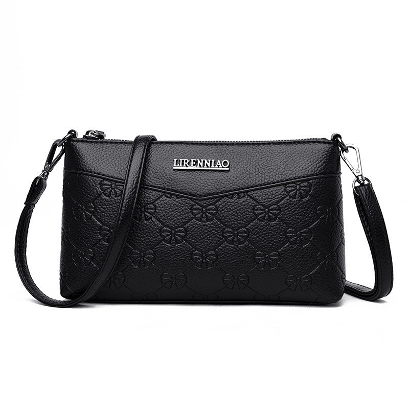 Embossed Pu Texture Middle-aged And Elderly Shoulder Messenger Bag