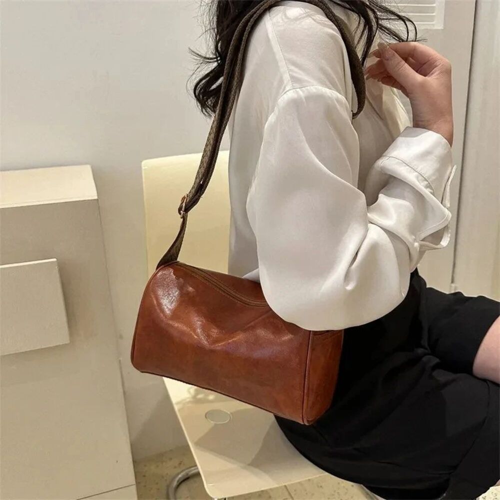 Handbags For Women Shoulder Tote Work Bags Vintage PU Leather Boston Women Small Handbag And Purse Fashion Designer Crossbody Bag Female Casual Travel Pillow Shoulder Bag