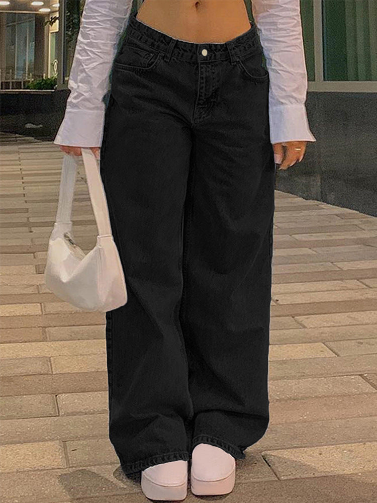 Low Waist Fashion Retro Straight Street Denim Trousers