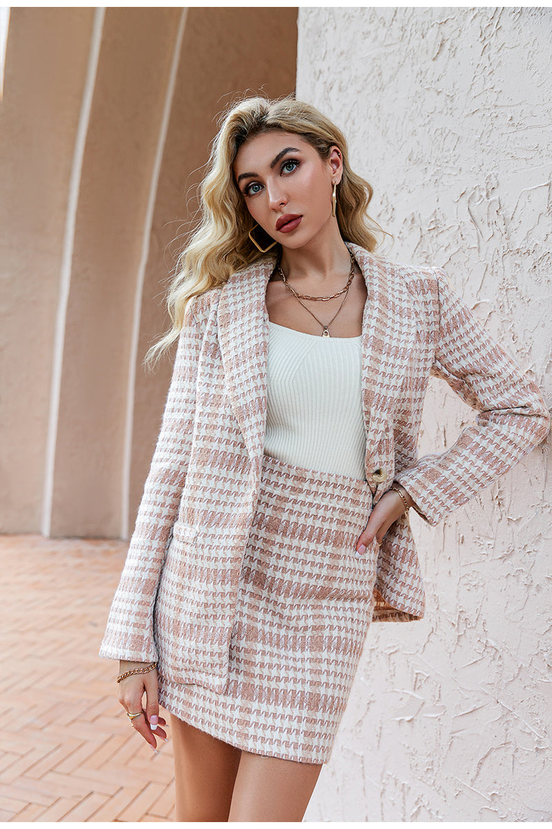 European And American Women's Atmospheric Plaid Suit