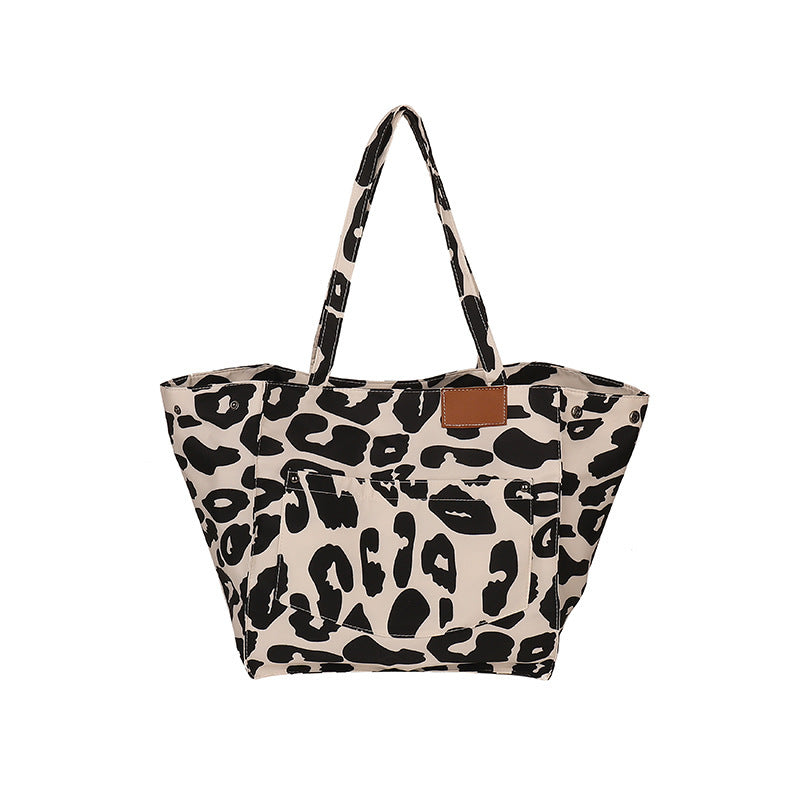 Popular Leopard Print Large Capacity Nylon Canvas Tote Dot Bag