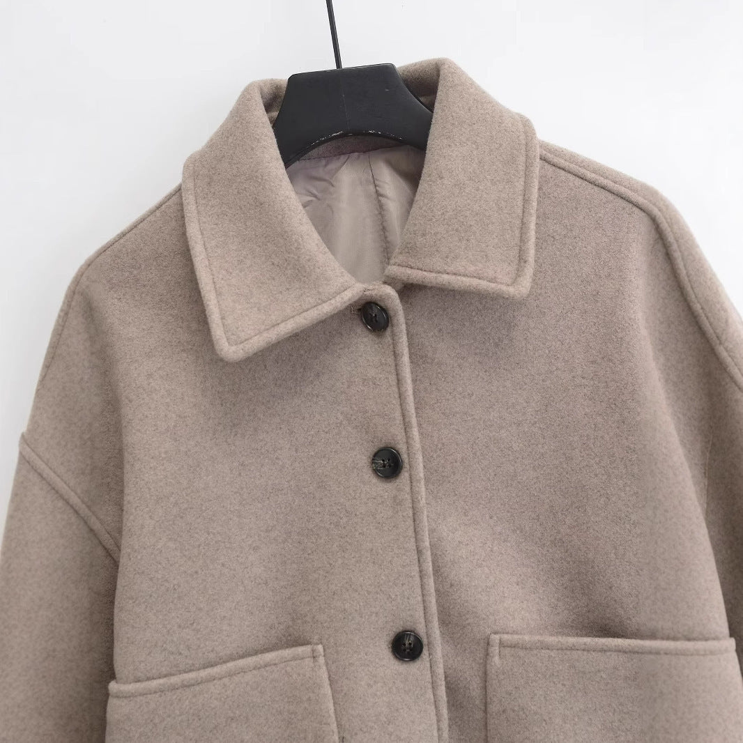 Women's Single-breasted Design Sense Turn-down Collar Coat