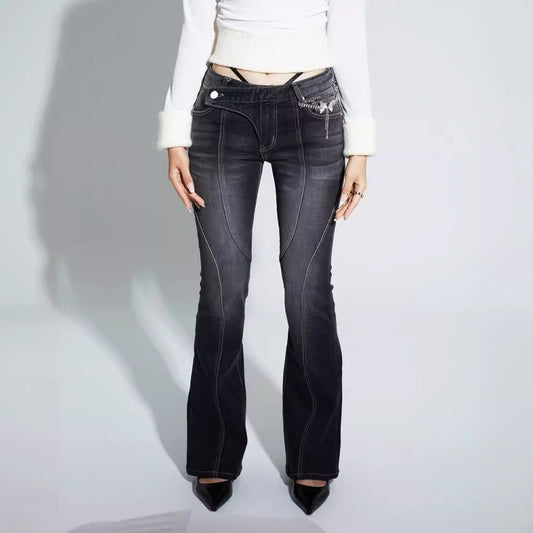 American Retro Hot Girl Low Waist Skinny Jeans