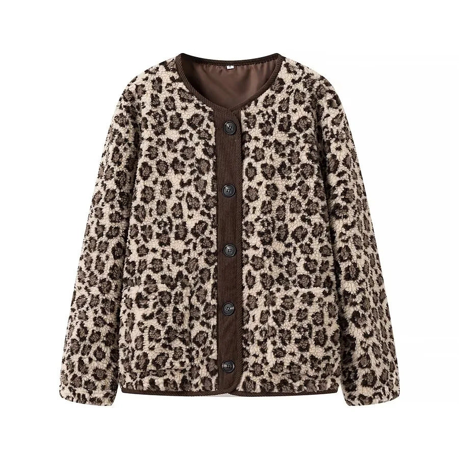 Women's Fashion Street Hipster Leopard Print Coat