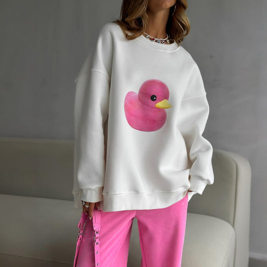 Simple Duck Print Sweater For Women