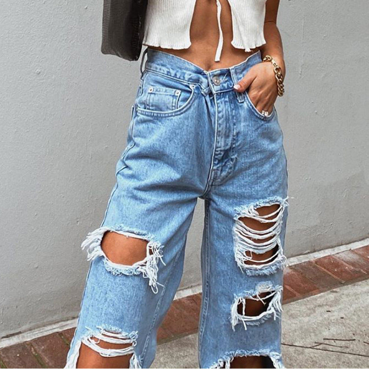 Women Jeans Ripped Slimming Washed Women's Jeans Trousers