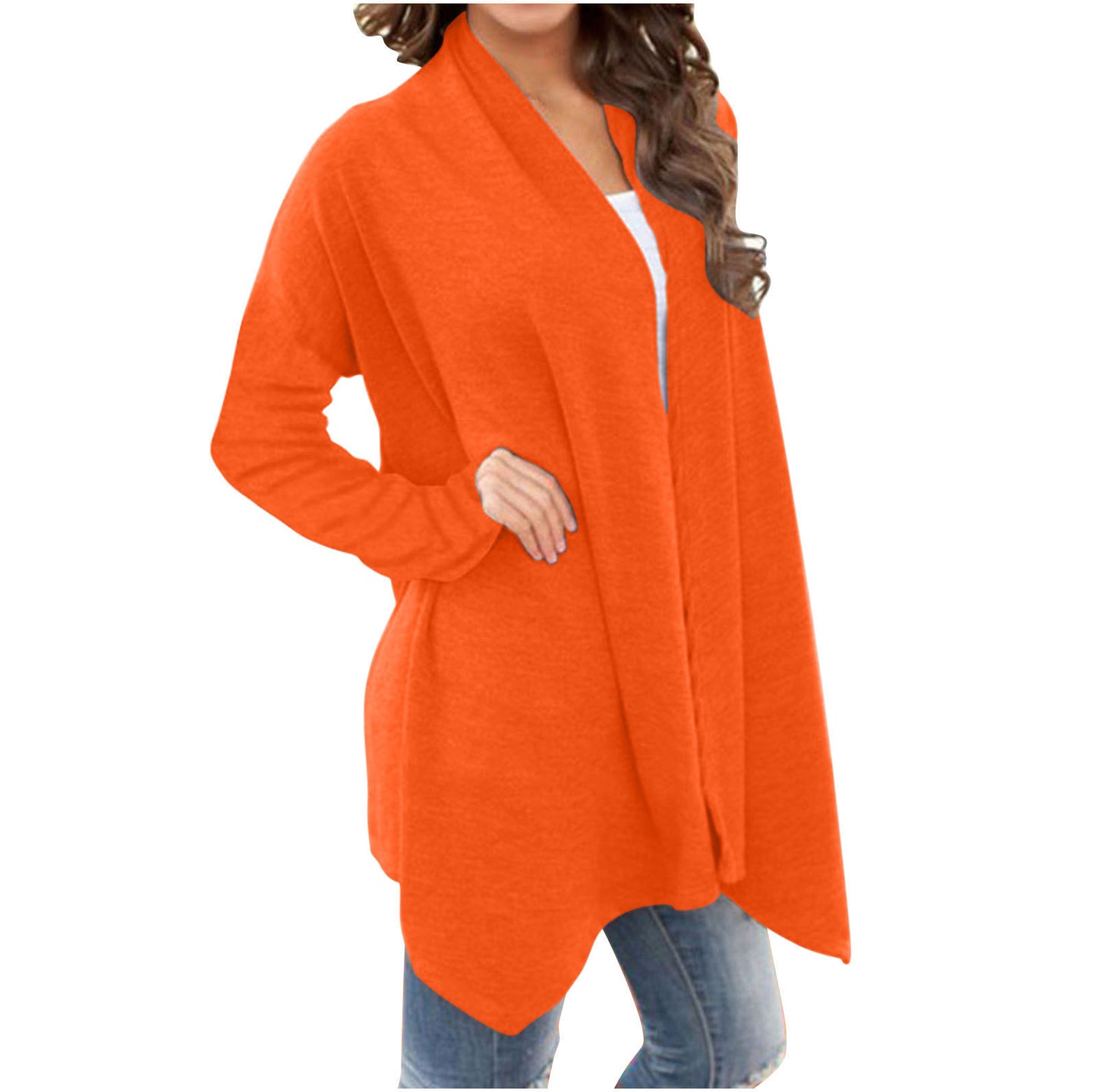 New Solid Color Long Sleeve Cardigan Jacket Long